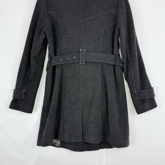 Marc New York Gray Wool Trench Coat Double Breasted Belted Women’s Size 6 Small - Picture 8 of 16